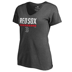 Boston Red Sox Women's Win Stripe V-Neck T-Shirt Clearance