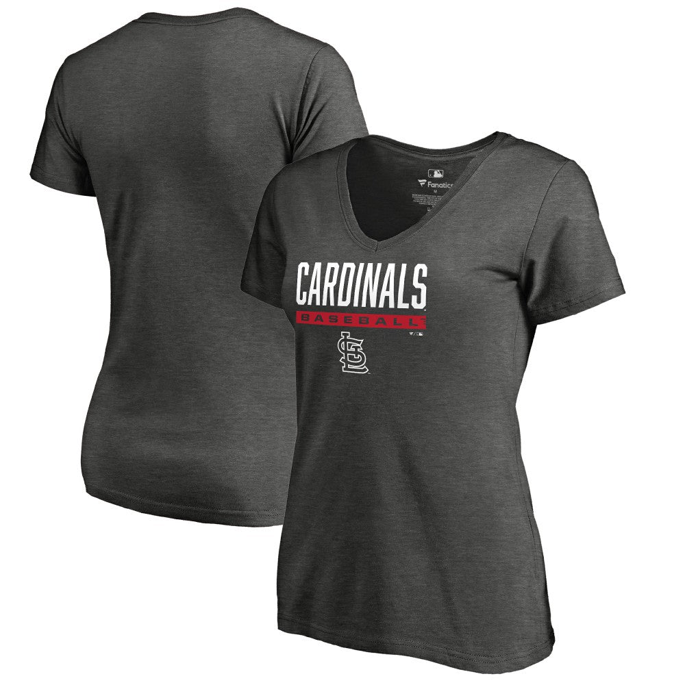 St. Louis Cardinals Women's Win Stripe V-Neck T-Shirt Lifestyle