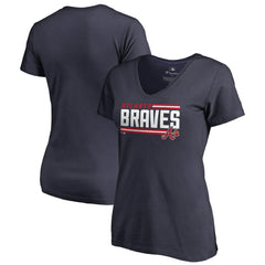Atlanta Braves Women's Onside Stripe V-Neck T-Shirt discount