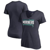 Seattle Mariners Women's Onside Stripe V-Neck T-Shirt Lifestyle