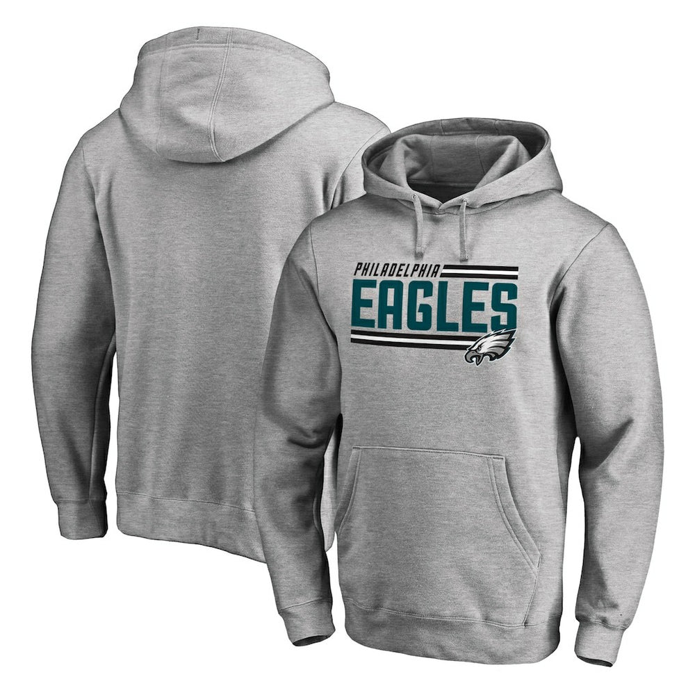 Philadelphia Eagles Iconic Collection Onside Stripe Pullover Hoodie Heathered Gray - NFL