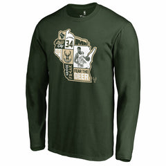 NBA - Giannis Antetokounmpo Milwaukee Bucks Player State Long Sleeve T-Shirt - Hunter Green