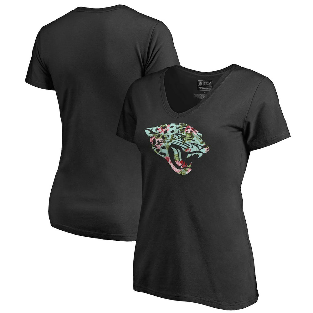 Jacksonville Jaguars Women's Lovely V-Neck T-Shirt Black - NFL