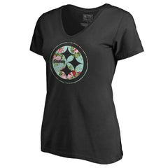 Pittsburgh Steelers Women's Lovely V-Neck T-Shirt Black - NFL