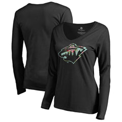 Minnesota Wild - Women's Lovely Long Sleeve V-Neck T-Shirt Black