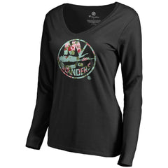 New York Islanders - Women's Lovely Long Sleeve V-Neck T-Shirt Black