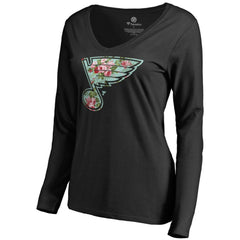 St. Louis Blues - Women's Lovely Long Sleeve V-Neck T-Shirt Black