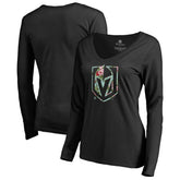 Vegas Golden Knights Women's Lovely Long Sleeve V-Neck T-Shirt Black