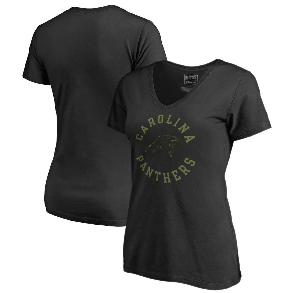 Carolina Panthers Women's Camo Collection Liberty V-Neck T-Shirt Black - NFL