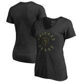 Chicago Bears Women's Camo Collection Liberty V-Neck T-Shirt Black - NFL