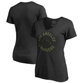 Los Angeles Chargers Women's Camo Collection Liberty V-Neck T-Shirt Black - NFL