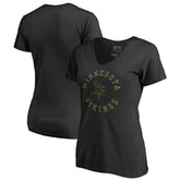 Minnesota Vikings Women's Camo Collection Liberty V-Neck T-Shirt Black - NFL