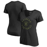 Las Vegas Raiders Women's Camo Collection Liberty V-Neck T-Shirt Black - NFL