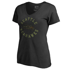 Seattle Seahawks Women's Camo Collection Liberty V-Neck T-Shirt Black - NFL