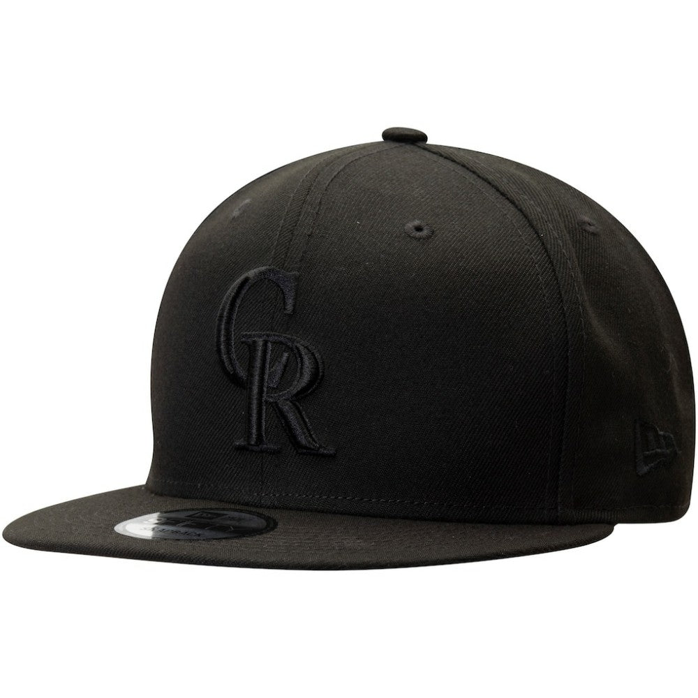Colorado Rockies New Era Black on Black 9FIFTY Team Snapback Adjustable Hat discount