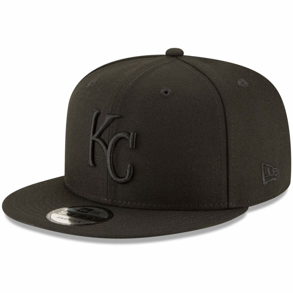 Kansas City Royals New Era Black on Black 9FIFTY Team Snapback Adjustable Hat discount