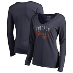 Chicago Bears Women's Graceful Long Sleeve V-Neck T-Shirt Navy - NFL