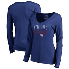 New York Giants Women's Graceful Long Sleeve V-Neck T-Shirt Royal - NFL