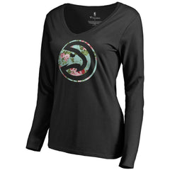 NBA - Atlanta Hawks Women's Lovely V-Neck Long Sleeve T-Shirt - Black