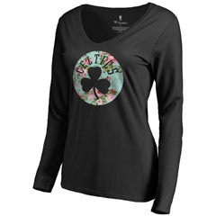 NBA - Boston Celtics Women's Lovely V-Neck Long Sleeve T-Shirt - Black