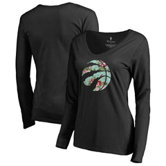 NBA - Toronto Raptors Women's Lovely V-Neck Long Sleeve T-Shirt - Black