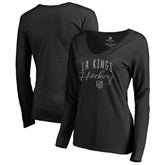 Los Angeles Kings - Women's Graceful Long Sleeve V-Neck T-Shirt Black