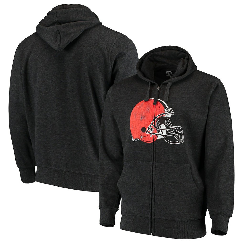 Cleveland Browns G-III Sports by Carl Banks Primary Logo Full-Zip Hoodie Charcoal - NFL