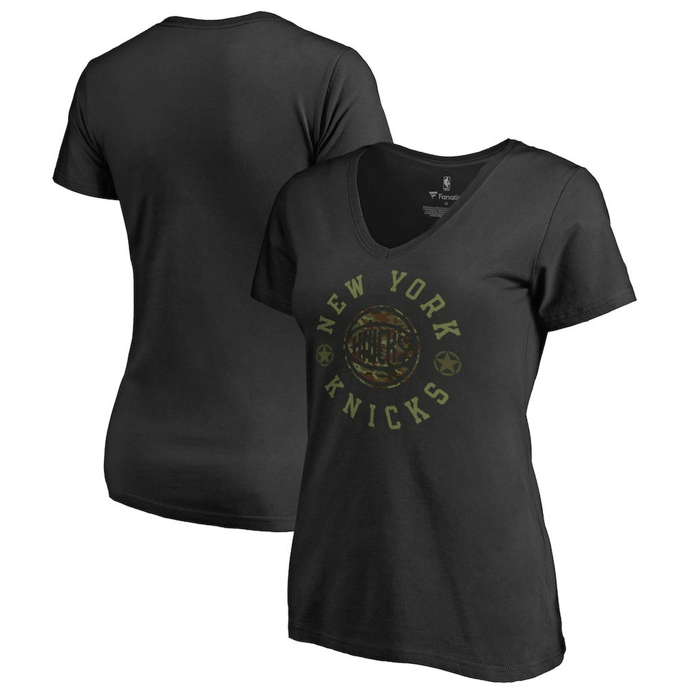 NBA - New York Knicks Women's Liberty V-Neck T-Shirt - Black