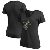 NBA - Miami Heat Women's Cloak Camo V-Neck T-Shirt - Black
