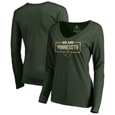 Minnesota Wild - Women's Iconic Collection We Are Long Sleeve V-Neck T-Shirt Green