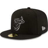 New Era - Miami Heat Black & White Logo 59FIFTY Fitted Hat - Black