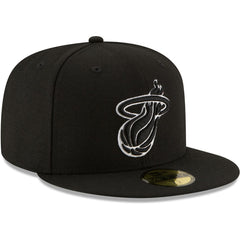 New Era - Miami Heat Black & White Logo 59FIFTY Fitted Hat - Black