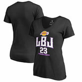 NBA - LeBron James Los Angeles Lakers Women's Hometown Collection LBJ V-Neck T-Shirt - Black