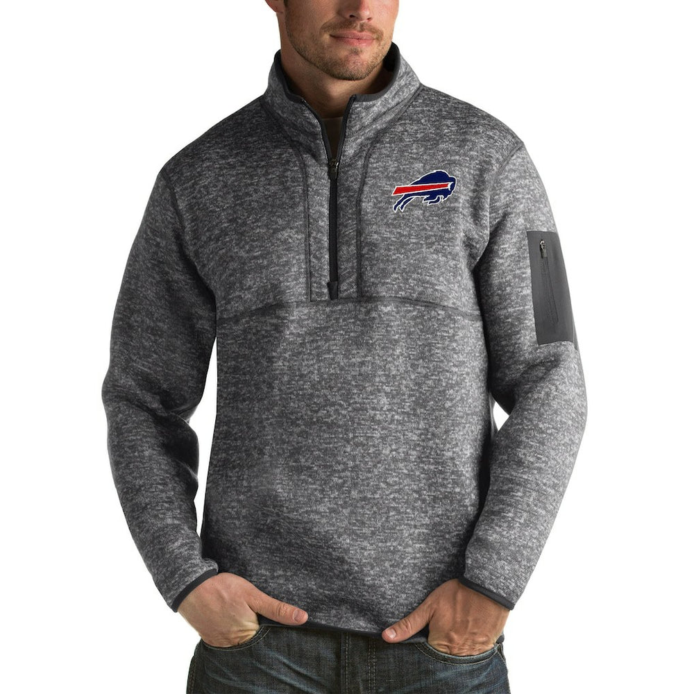 Buffalo Bills Antigua Fortune Big & Tall Quarter-Zip Pullover Jacket Charcoal - NFL