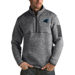 Carolina Panthers Antigua Fortune Big & Tall Quarter-Zip Pullover Jacket Charcoal - NFL