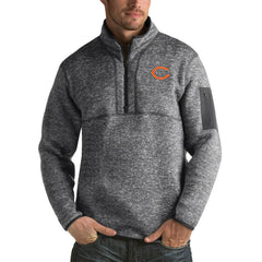 Chicago Bears Antigua Fortune Big & Tall Quarter-Zip Pullover Jacket Charcoal - NFL