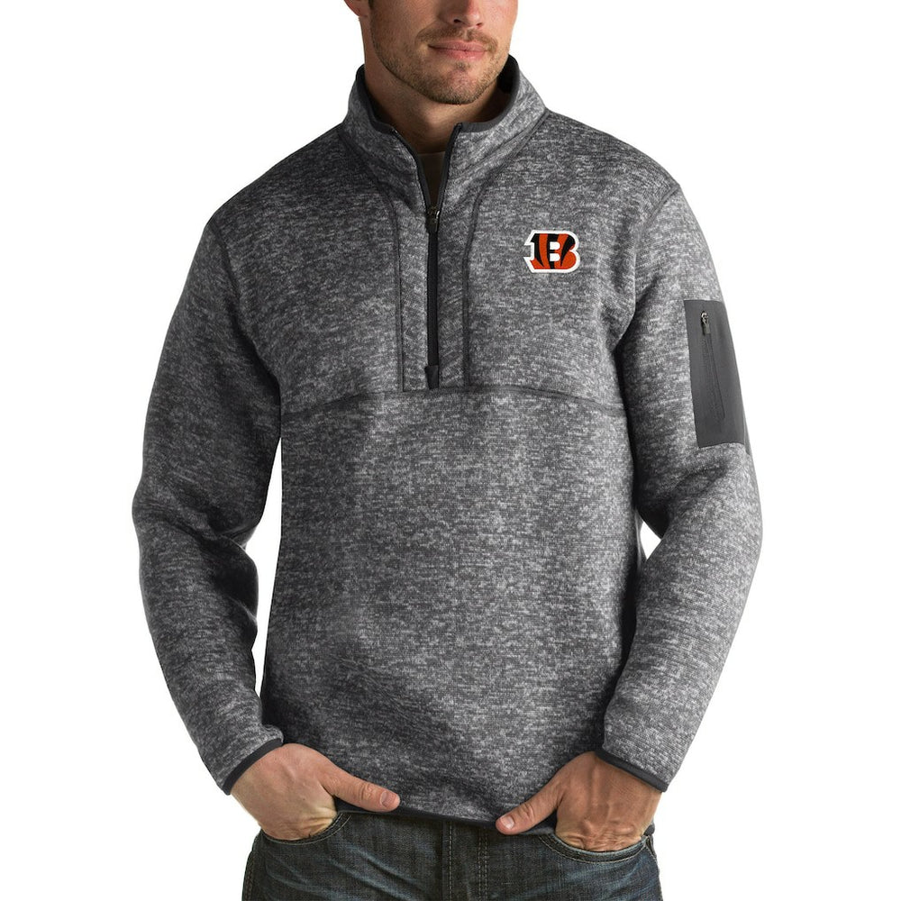 Cincinnati Bengals Antigua Fortune Big & Tall Quarter-Zip Pullover Jacket Charcoal - NFL