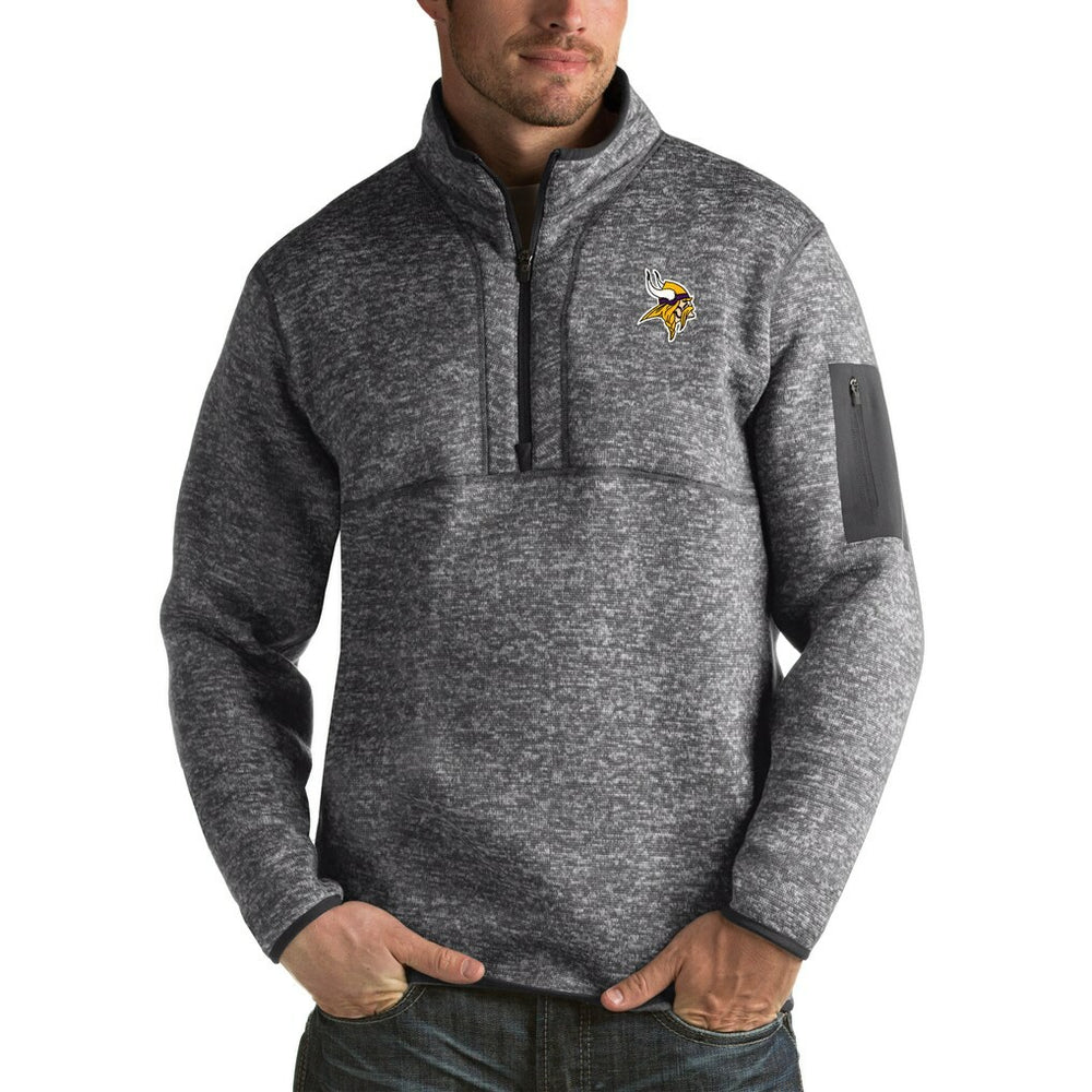 Minnesota Vikings Antigua Fortune Big & Tall Quarter-Zip Pullover Jacket Charcoal - NFL