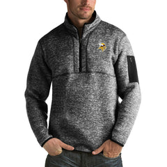 Minnesota Vikings Antigua Fortune Big & Tall Quarter-Zip Pullover Jacket Heather Black - NFL