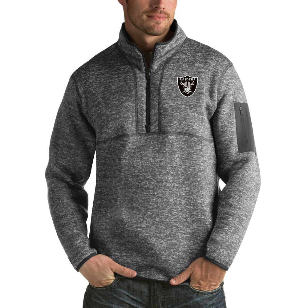 Las Vegas Raiders Antigua Fortune Big & Tall Quarter-Zip Pullover Jacket Charcoal - NFL