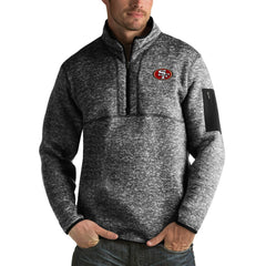 San Francisco 49ers Antigua Fortune Big & Tall Quarter-Zip Pullover Jacket Heather Black - NFL
