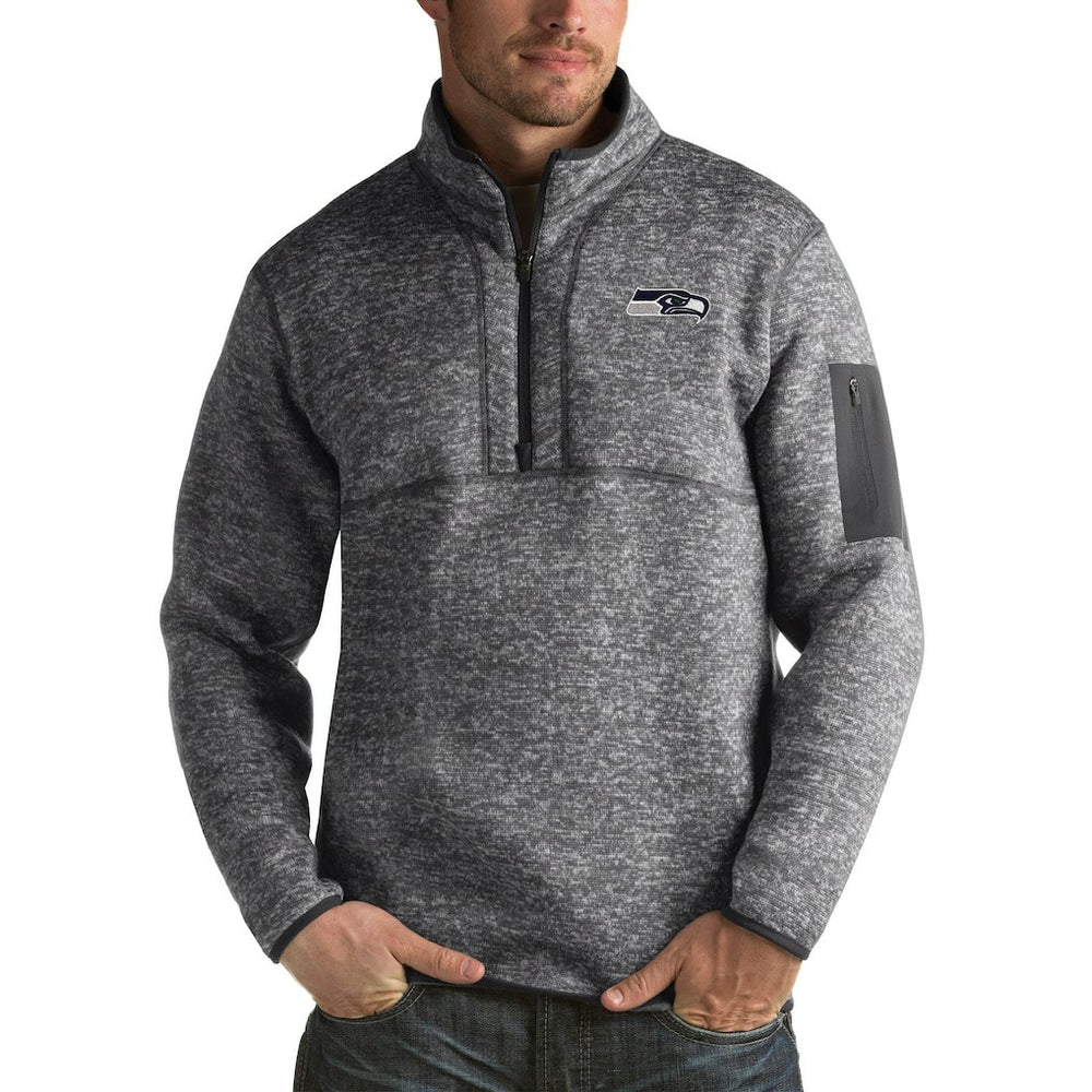 Seattle Seahawks Antigua Fortune Big & Tall Quarter-Zip Pullover Jacket Charcoal - NFL