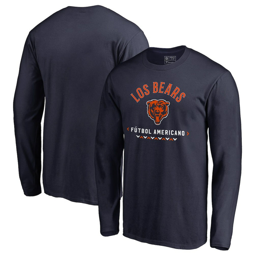 Chicago Bears Futbol Americano Long Sleeve T-Shirt Navy - NFL