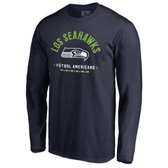 Seattle Seahawks Futbol Americano Long Sleeve T-Shirt College Navy - NFL