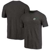 Dallas Stars - Primary Logo Left Chest Distressed Tri-Blend T-Shirt Black