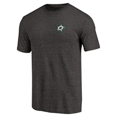 Dallas Stars - Primary Logo Left Chest Distressed Tri-Blend T-Shirt Black