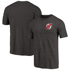 New Jersey Devils - Primary Logo Left Chest Distressed Tri-Blend T-Shirt Black