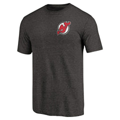 New Jersey Devils - Primary Logo Left Chest Distressed Tri-Blend T-Shirt Black