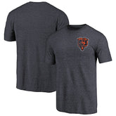 Chicago Bears Primary Logo Left Chest Distressed Tri-Blend T-Shirt Heathered Navy - NFL