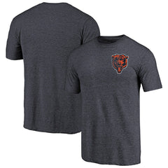 Chicago Bears Primary Logo Left Chest Distressed Tri-Blend T-Shirt Heathered Navy - NFL